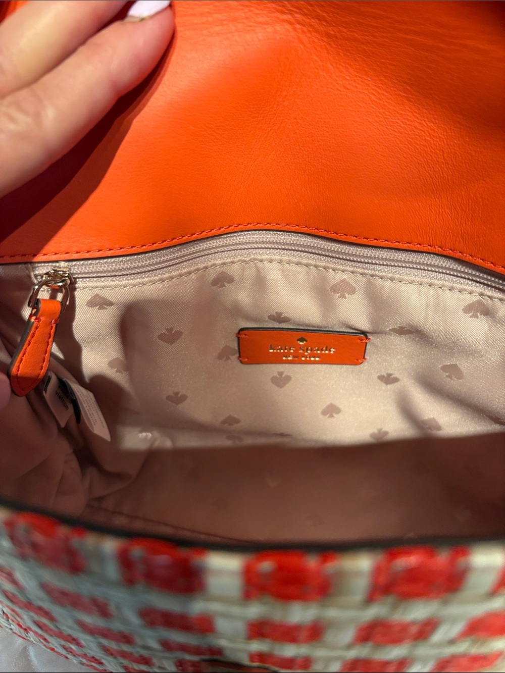 Kate Spade RARE Natalia Coral Leather & Raffia Shoulder/Crossbody MSRP $349 - Picture 10 of 11